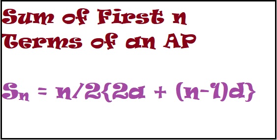 SUM OF FIRST n TERMS OF AN ARITHMETIC PROGRESSION